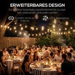 LED-valoketju ulko- ja sisäkäyttöön 18 m, 50 lamppua, lämmin valo, IP44