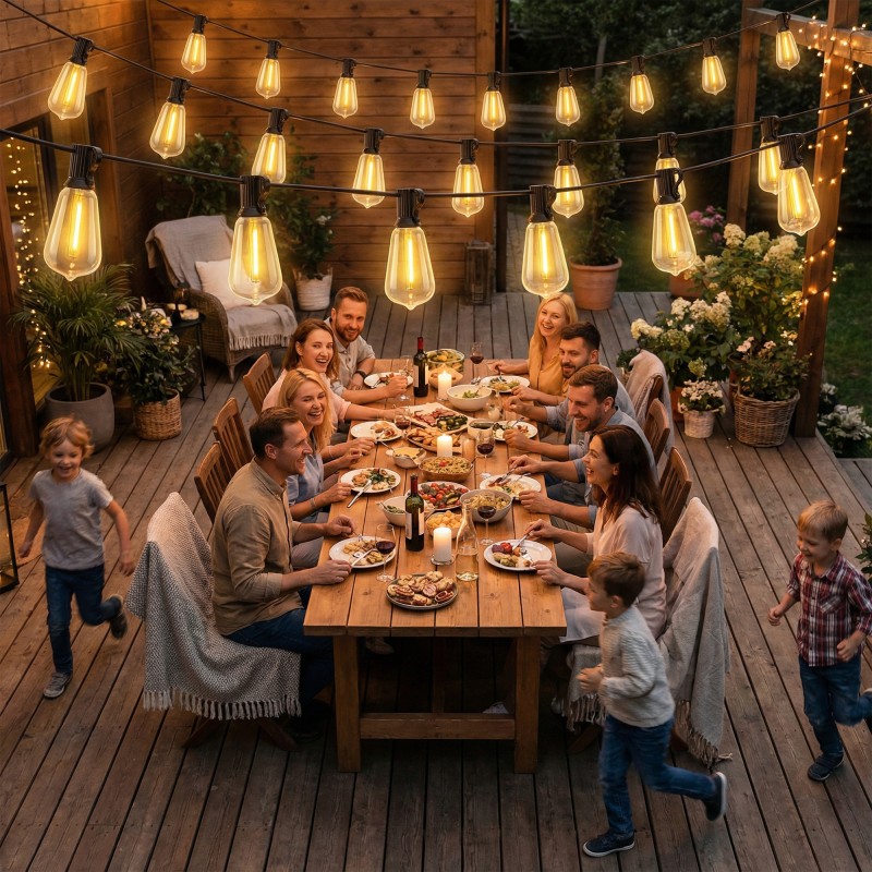 LED-valoketju ulko- ja sisäkäyttöön 18 m, 50 lamppua, lämmin valo, IP44