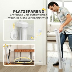 Lemmikkiportti sisäkäyttöön, rullautuva turvaportti 0–140 cm, seinäkiinnitys, valkoinen