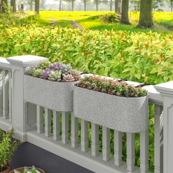 Ripustettava parvekelaatikko 2 kpl, itse kastuva, muovi, 42 x 16 x 15 cm, vaaleanharmaa