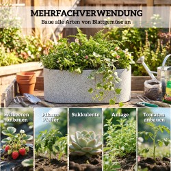 Ripustettava parvekelaatikko 2 kpl, itse kastuva, muovi, 42 x 16 x 15 cm, vaaleanharmaa