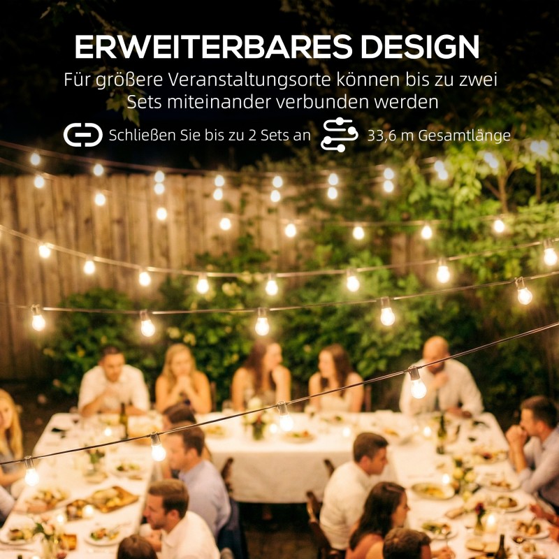 RGBW valoketju ulko- ja sisäkäyttöön 16,8 m, 15 lamppua, lämmin valkoinen + värit, IP44, kaukosäädin