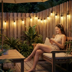 RGBW valoketju ulko- ja sisäkäyttöön 16,8 m, 15 lamppua, lämmin valkoinen + värit, IP44, kaukosäädin