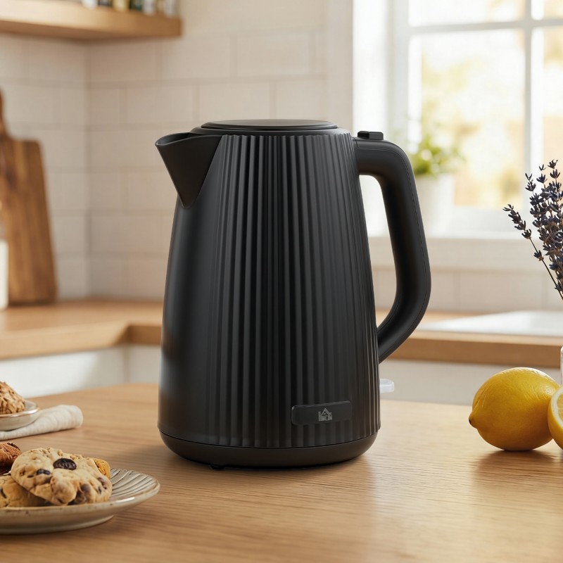 Sähkövedenkeitin 1,7 l, 2200 W, automaattisammutus ja irrotettava kalkkisuodatin, musta