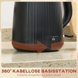 Sähkövedenkeitin 1,7 l, 2200 W, automaattisammutus ja irrotettava kalkkisuodatin, musta