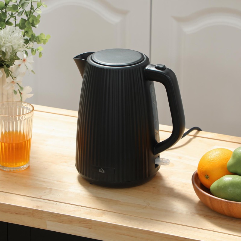 Sähkövedenkeitin 1,7 l, 2200 W, automaattisammutus ja irrotettava kalkkisuodatin, musta