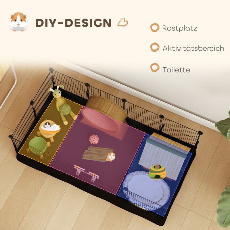 Pieneläinaitaus jyrsijöille teräsverkkoa 120 x 60 x 40 cm vesitiivis pohjamatto musta