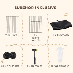 Pieneläinaitaus jyrsijöille teräsverkkoa 120 x 60 x 40 cm vesitiivis pohjamatto musta