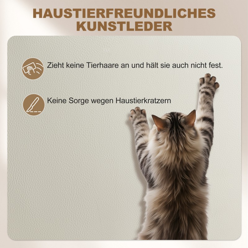 Toimistotuoli kallistustoiminnolla ja jalkatuella, keinonahka, säädettävä korkeus, 64 x 73 x 112–120 cm, beige