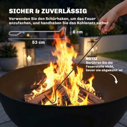 Ulkotulisija metalli 60 x 53 x 66 cm hiiliritilällä ja tulisoukalla, musta