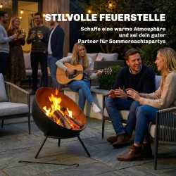 Ulkotulisija metalli 60 x 53 x 66 cm hiiliritilällä ja tulisoukalla, musta