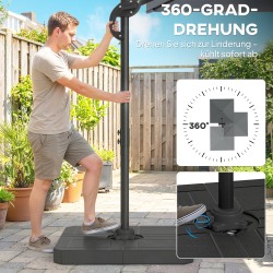 Sivuvarjo terassille alumiinirungolla Ø244 cm, vedenpitävä, 360° kääntyvä, tummanharmaa