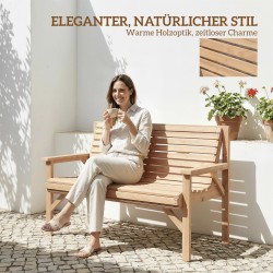 Kahden hengen puinen puutarhapenkki ulkokäyttöön 121 x 65 x 90 cm luonnonpuu