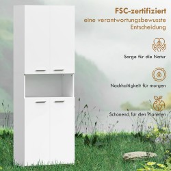 Kylpyhuonekaappi pyykkikorilla, MDF, 60 x 30 x 174 cm, valkoinen