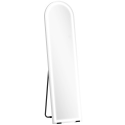 Kokovartalopeili LED valaistuksella 150 x 40 cm kaareva himmennettävä 3 valonsävyä valkoinen lattia ja seinämalli