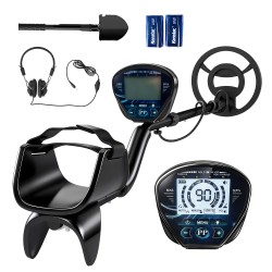 Metallinetsin IP68 vedenpitävä kela 3 hakutilaa LCD näyttö kuulokkeet ja lapio musta