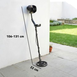 Metallinetsin IP68 vedenpitävä kela, 3 hakutilaa, LCD-näyttö, kuulokkeet ja lapio, musta