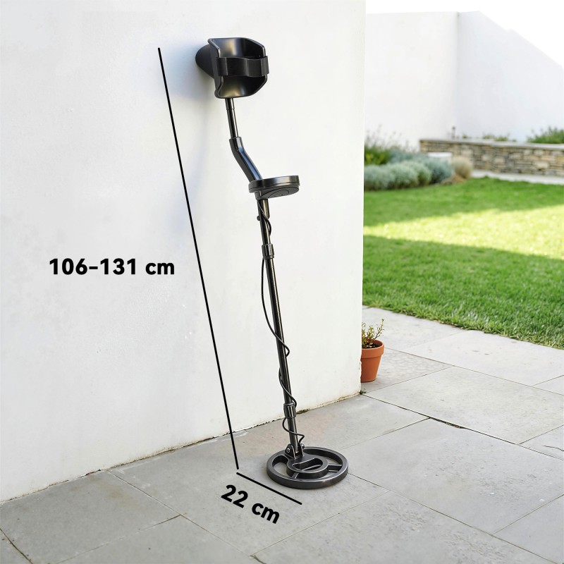 Metallinetsin IP68 vedenpitävä kela, 3 hakutilaa, LCD-näyttö, kuulokkeet ja lapio, musta