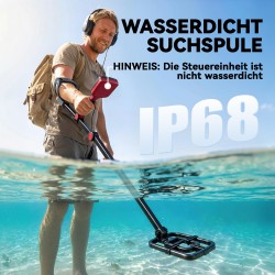 Metallinetsin IP68 vedenpitävä taittuva varsi 4 etsintätilaa LCD-näyttö kuulokkeet lapio kantolaukku