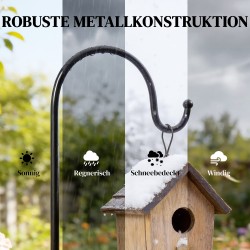 Metallinen puutarhan ripustuskoukku 160 cm, 2 kpl, 5-piikkinen maapiikki, musta