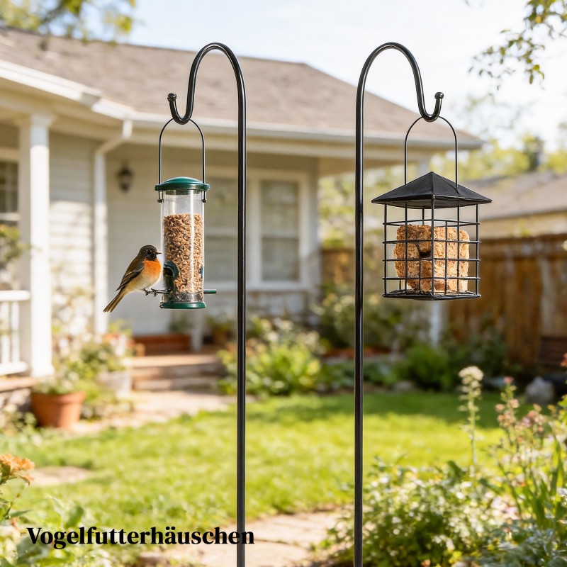 Metallinen puutarhan ripustuskoukku 160 cm, 2 kpl, 5-piikkinen maapiikki, musta