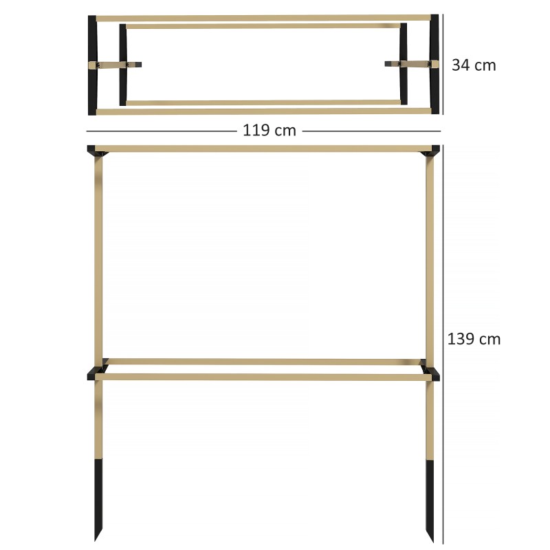 Metallinen marjatuenta vadelmille, karhunvatukoille ja mustikoille 119x34x139 cm, säädettävä ja laajennettava