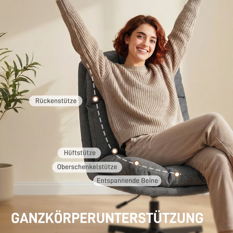 Kääntyvä kangasnojatuoli ilman käsinojia, leveä istuin, metallijalat, tummanharmaa