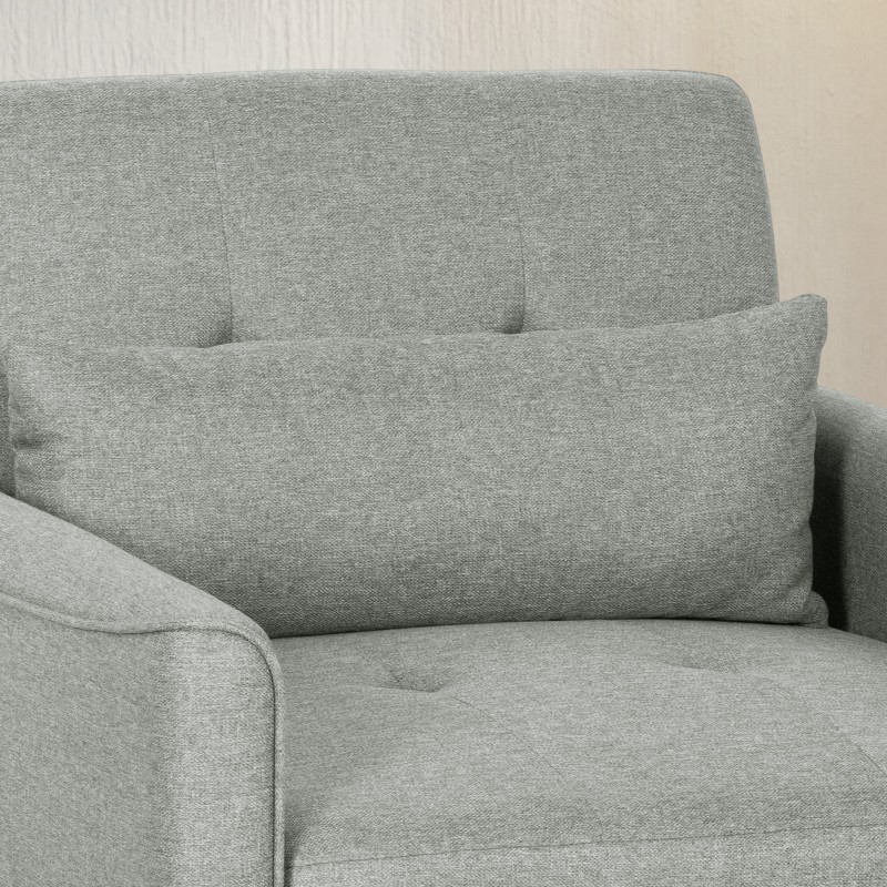 3-in-1 lepotuoli-vuodesohva, säädettävä selkänoja, pellavakankainen, harmaa