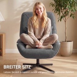 Kääntyvä nojatuoli lanneltyynyllä, chenille-verhoilu, korkea selkänoja, tummanharmaa/musta