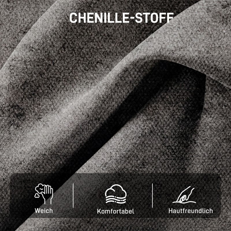 Kääntyvä nojatuoli lanneltyynyllä, chenille-verhoilu, korkea selkänoja, tummanharmaa/musta