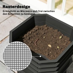 Matokompostori keittiöjätteelle, muovi, 28 l, 39 x 39 x 51,5 cm, tummanharmaa