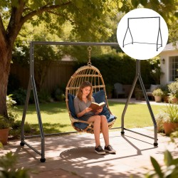 Keinuteline kahden ja kolmen hengen keinuun, teräs, kantavuus 360 kg, 210x117x175 cm, musta