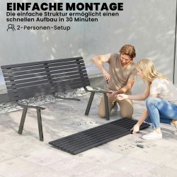 Puutarhapenkki 3-hengen metallinen ulkokäyttöön 154 x 68 x 88 cm musta, kantavuus 240 kg