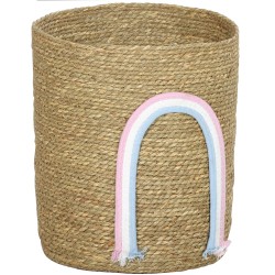 Säilytyskori 24 7 L meriruokoa ja puuvillapunosta 30x35 cm sateenkaariyksityiskohdalla natur