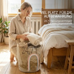 Säilytyskori 24,7 L meriruokoa ja puuvillapunosta Ø30x35 cm sateenkaariyksityiskohdalla natur