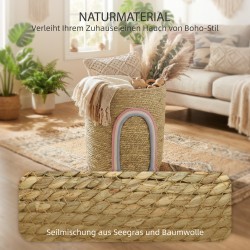 Säilytyskori 24,7 L meriruokoa ja puuvillapunosta Ø30x35 cm sateenkaariyksityiskohdalla natur