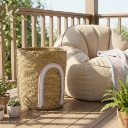 Säilytyskori 24,7 L meriruokoa ja puuvillapunosta Ø30x35 cm sateenkaariyksityiskohdalla natur