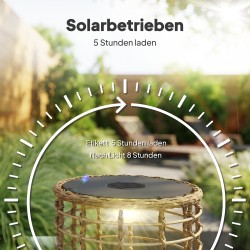 Aurinkokäyttöinen rottinkijalkalamppu ulkokäyttöön 2 kpl setti IP44 LED boho hiekka/musta