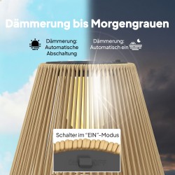 Aurinkokäyttöinen rottinkinen ulkovalaisin, LED solar-stehlampe, Boho-tyyli, IP44, 35 x 35 x 55 cm, lämmin valo