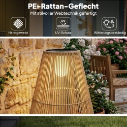 Aurinkokäyttöinen rottinkinen ulkovalaisin, LED solar-stehlampe, Boho-tyyli, IP44, 35 x 35 x 55 cm, lämmin valo
