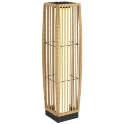 Aurinkokäyttöinen rattan jalkavalaisin ulkokäyttöön 19x19x68 cm hiekka IP44