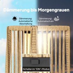 Aurinkokäyttöinen rattan-jalkavalaisin ulkokäyttöön 19x19x68 cm hiekka IP44