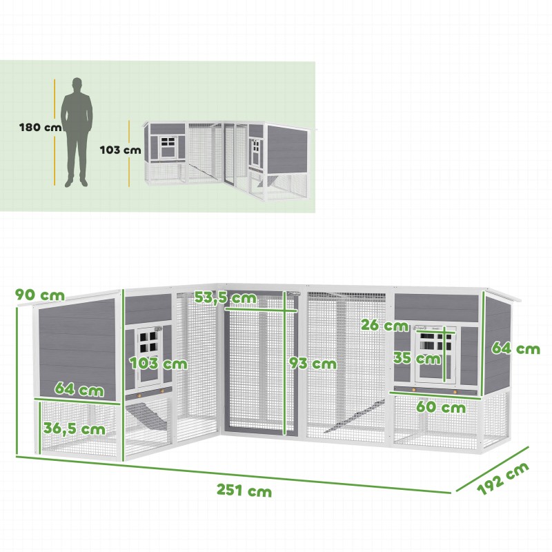 Kanala kulmamalli L-muotoinen kuusipuu 251 x 192 x 103 cm harmaa