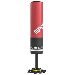 Vapaasti seisova nyrkkeilysäkki aikuisille 135 cm imukupeilla ja iskunvaimennuksella punainen musta