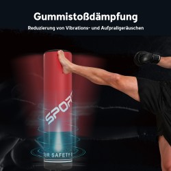 Vapaasti seisova nyrkkeilysäkki aikuisille 135 cm, imukupeilla ja iskunvaimennuksella, punainen/musta