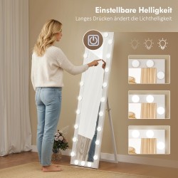 Kokovartalopeili valoineen 150 x 40 cm, 24 LED-lamppua, 3 värilämpötilaa, valkoinen, lattialle tai seinää vasten