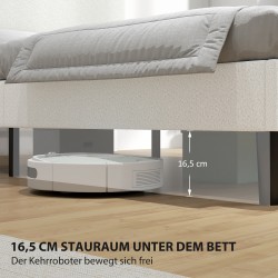 Yhden hengen metallisänky teddy-verhoillulla säädettävällä päädyllä 140 x 200 cm valkoinen/musta