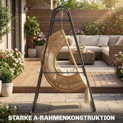 Riippuistuimen teline ulko- ja sisäkäyttöön, teräs, 150 kg, musta