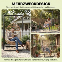 Riippuistuimen teline ulko- ja sisäkäyttöön, teräs, 150 kg, musta