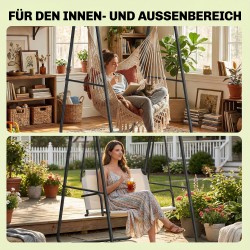 Riippuistuimen teline ulko- ja sisäkäyttöön, teräs, 150 kg, musta